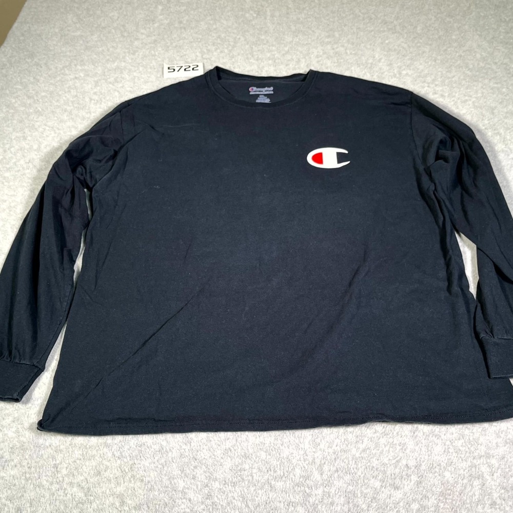 Champion Athleticwear Authentic Shirt Mens XL Black Cotton Logo Crew Neck